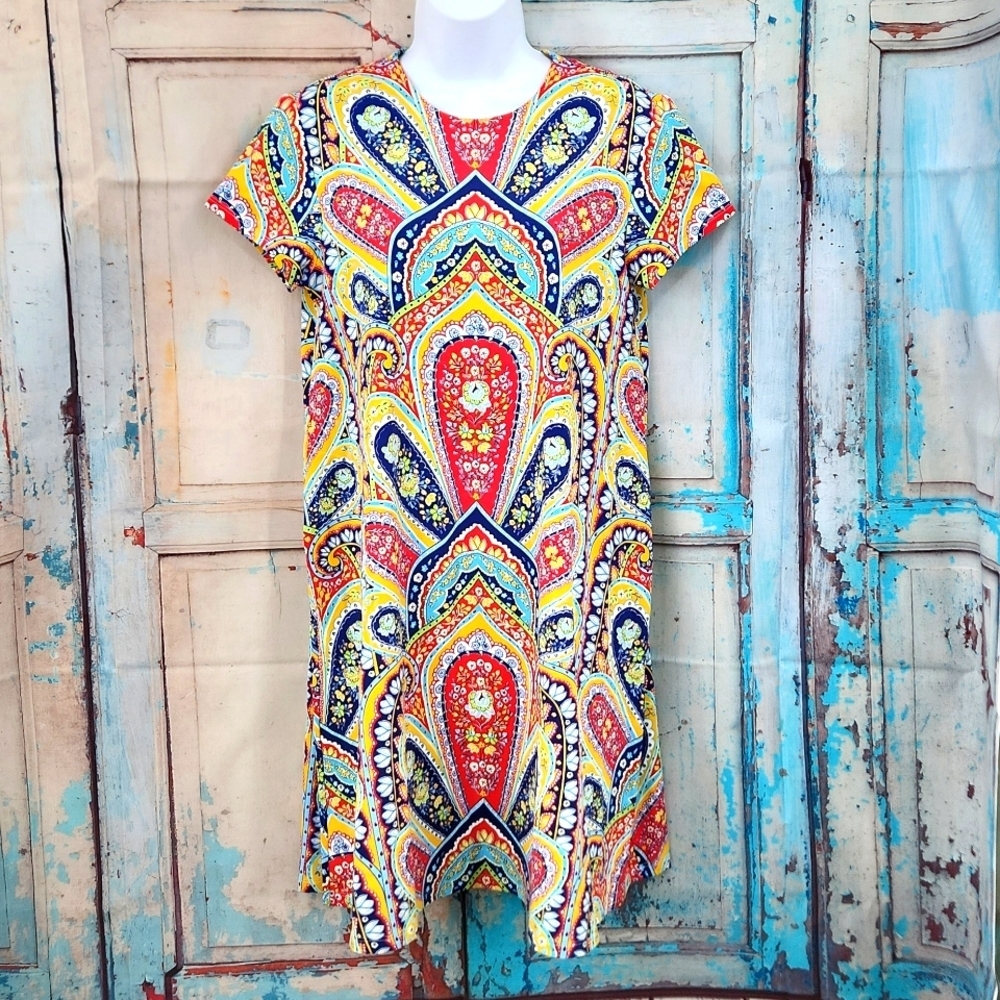 J. McLaughlin Floral Paisley Swing Catalina Cloth Dress - Picture 2 of 8